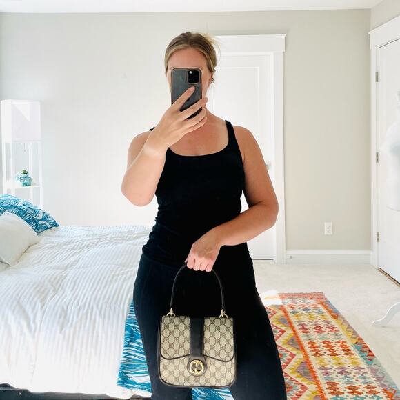 Gucci Vintage GG Monogram Supreme Blondie Top Handle Bag PVC Leather Beige Brown - Picture 3 of 17